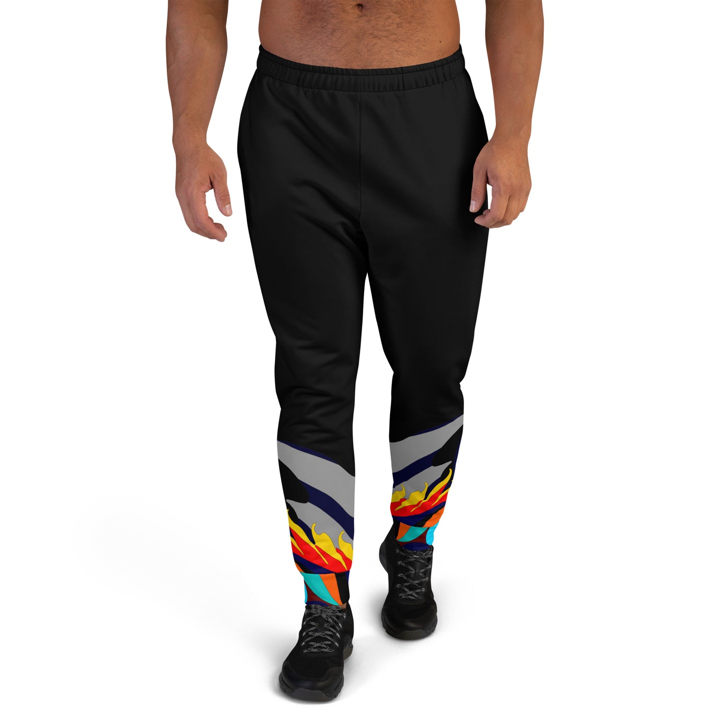 Black Flaming Legs Joggers