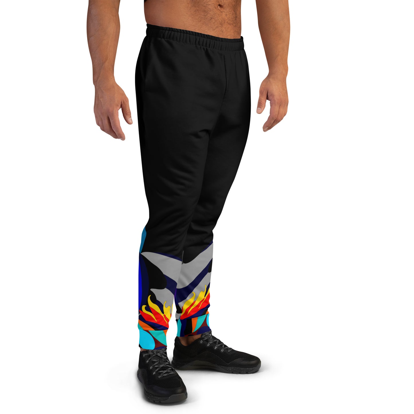 Black Flaming Legs Men's Joggers (Set)