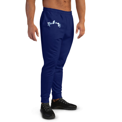 NuSage Blue Logo Men's Joggers (Midnight Navy Blue)