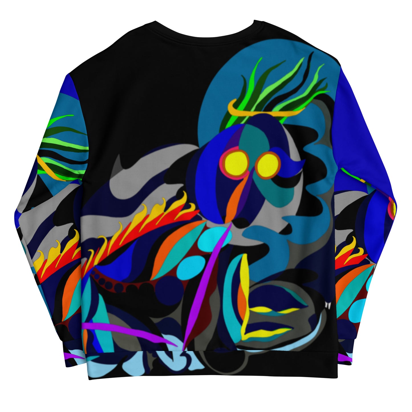 Black & Blue Flaming Arms Sweatshirt Canine on Back (Men)