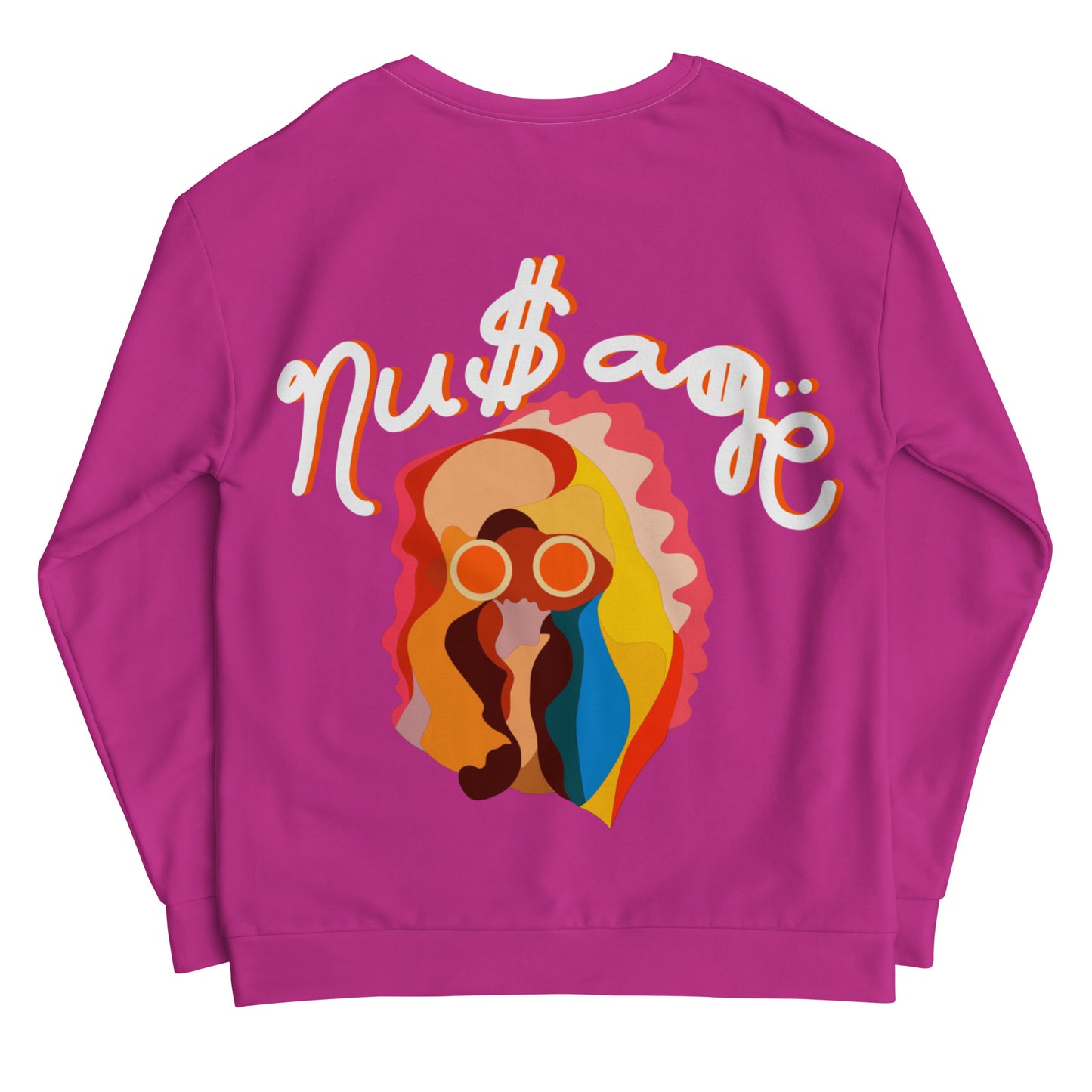 NuSage Pink Awaken on Back Women's Sweatshirt (Dark Pink) (Plus)