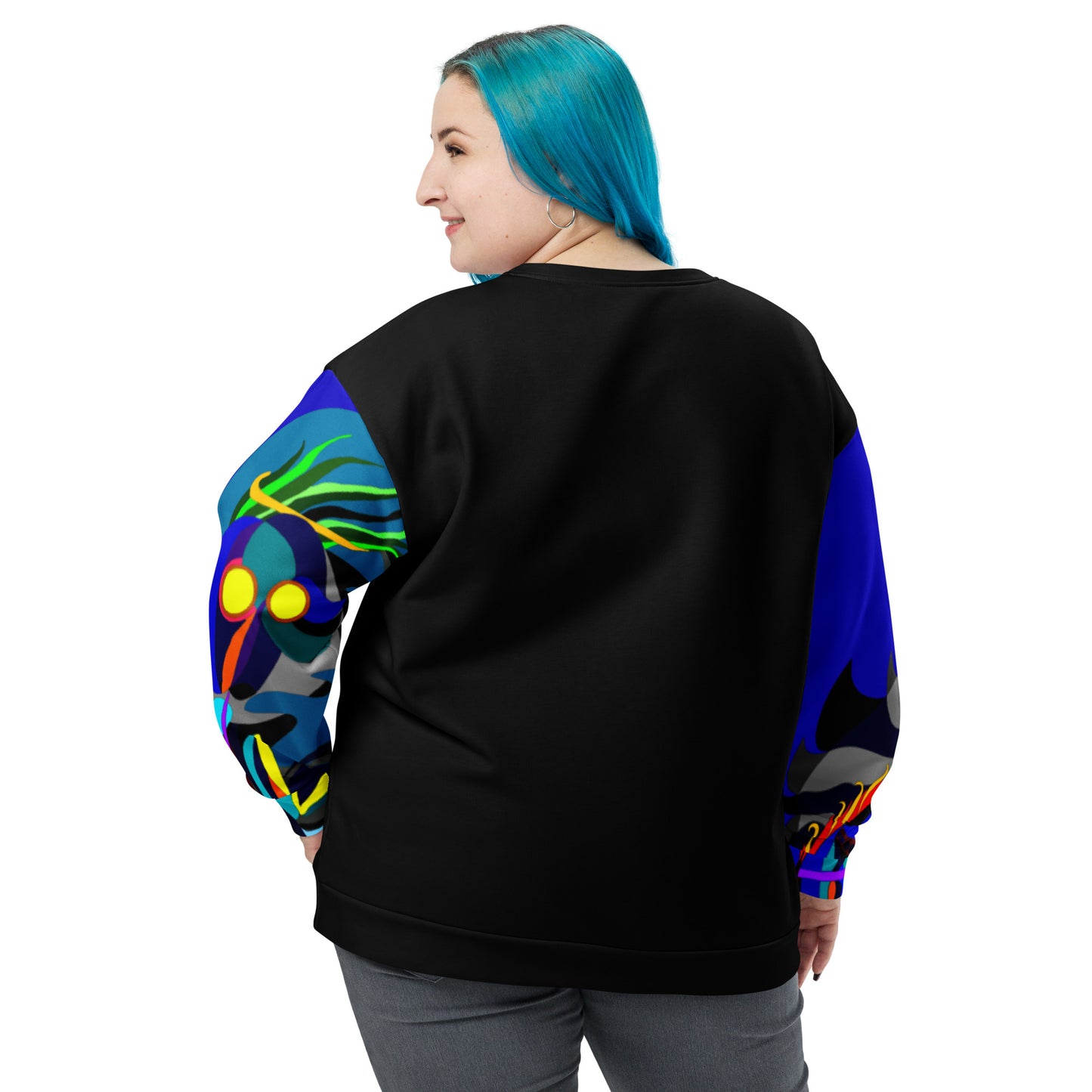 Black & Blue Flaming Arms Unisex Sweatshirt with Classic Logo (Plus)