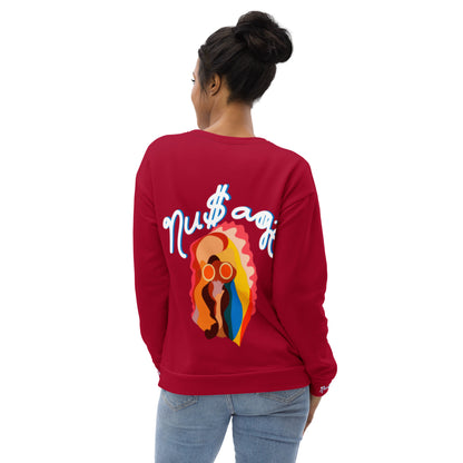 NuSage Blue Awaken on Back Women's Sweatshirt (Cherry Red)