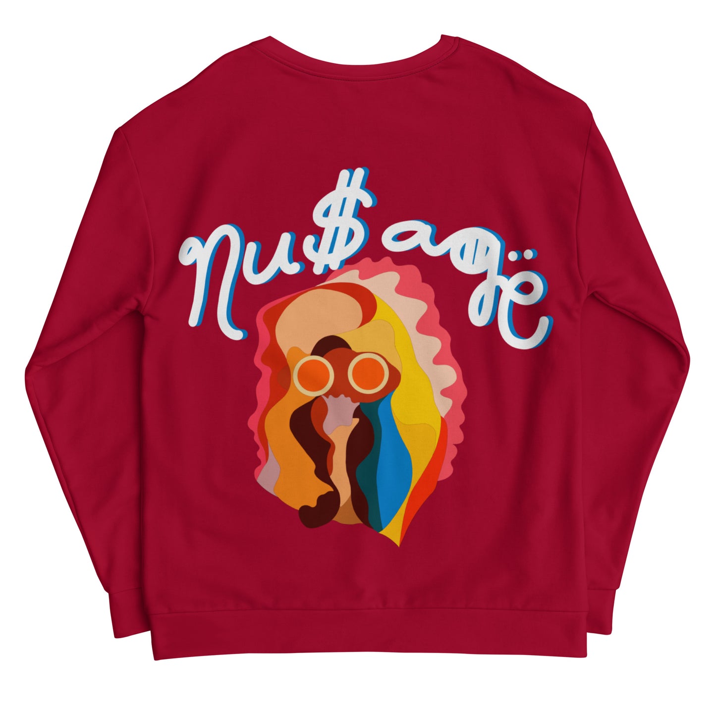 NuSage Blue Awaken on Back Women's Sweatshirt (Cherry Red)