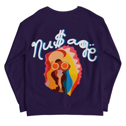 NuSage Blue Awaken on Back Women's Sweatshirt (Purple) (Plus)