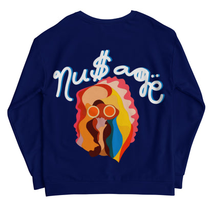 NuSage Blue Awaken on Back Women's Sweatshirt (Midnight Navy Blue)