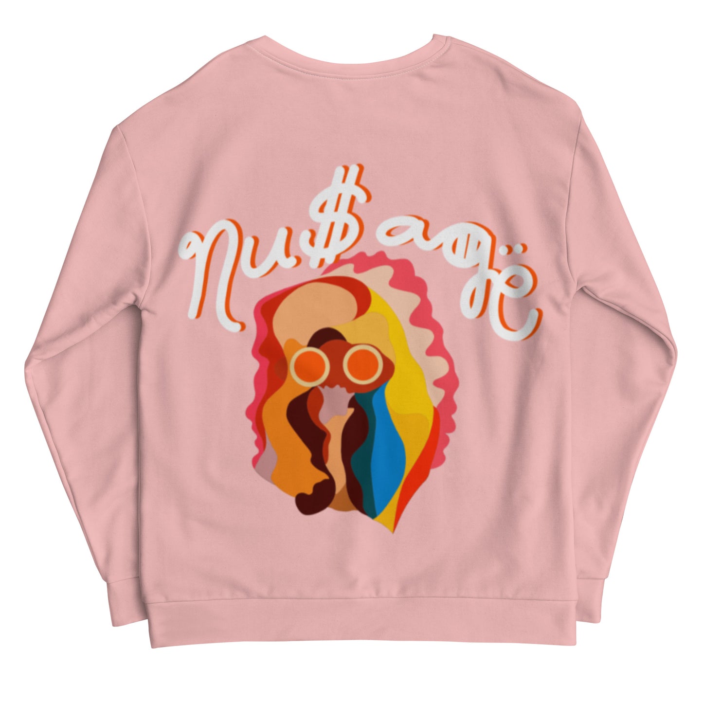 NuSage Blue Awaken on Back Women's Sweatshirt (Soft Pink) (Plus)