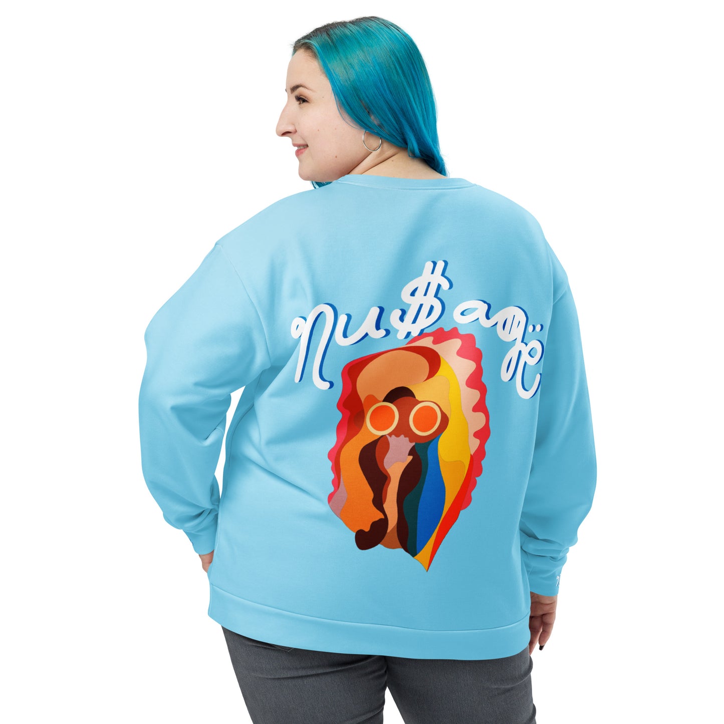 NuSage Blue Awaken on Back Women's Sweatshirt (Baby Blue)