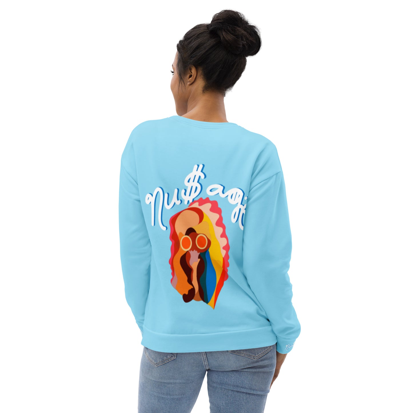 NuSage Blue Awaken on Back Women's Sweatshirt (Baby Blue)