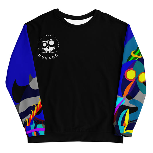 Black & Blue Flaming Arms Sweatshirt Canine on Back (Men)