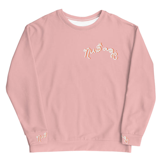 NuSage Blue Awaken on Back Women's Sweatshirt (Soft Pink)