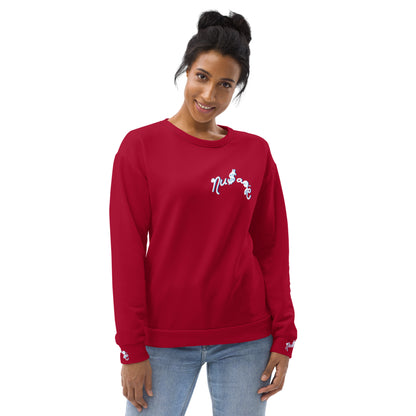 NuSage Blue Awaken on Back Women's Sweatshirt (Cherry Red)