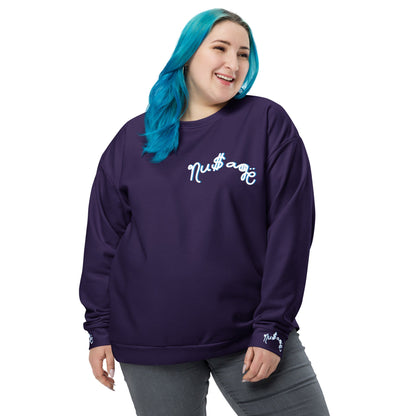 NuSage Blue Awaken on Back Women's Sweatshirt (Purple) (Plus)