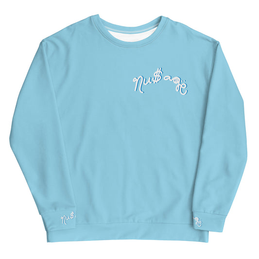 NuSage Blue Awaken on Back Women's Sweatshirt (Baby Blue) (Plus)