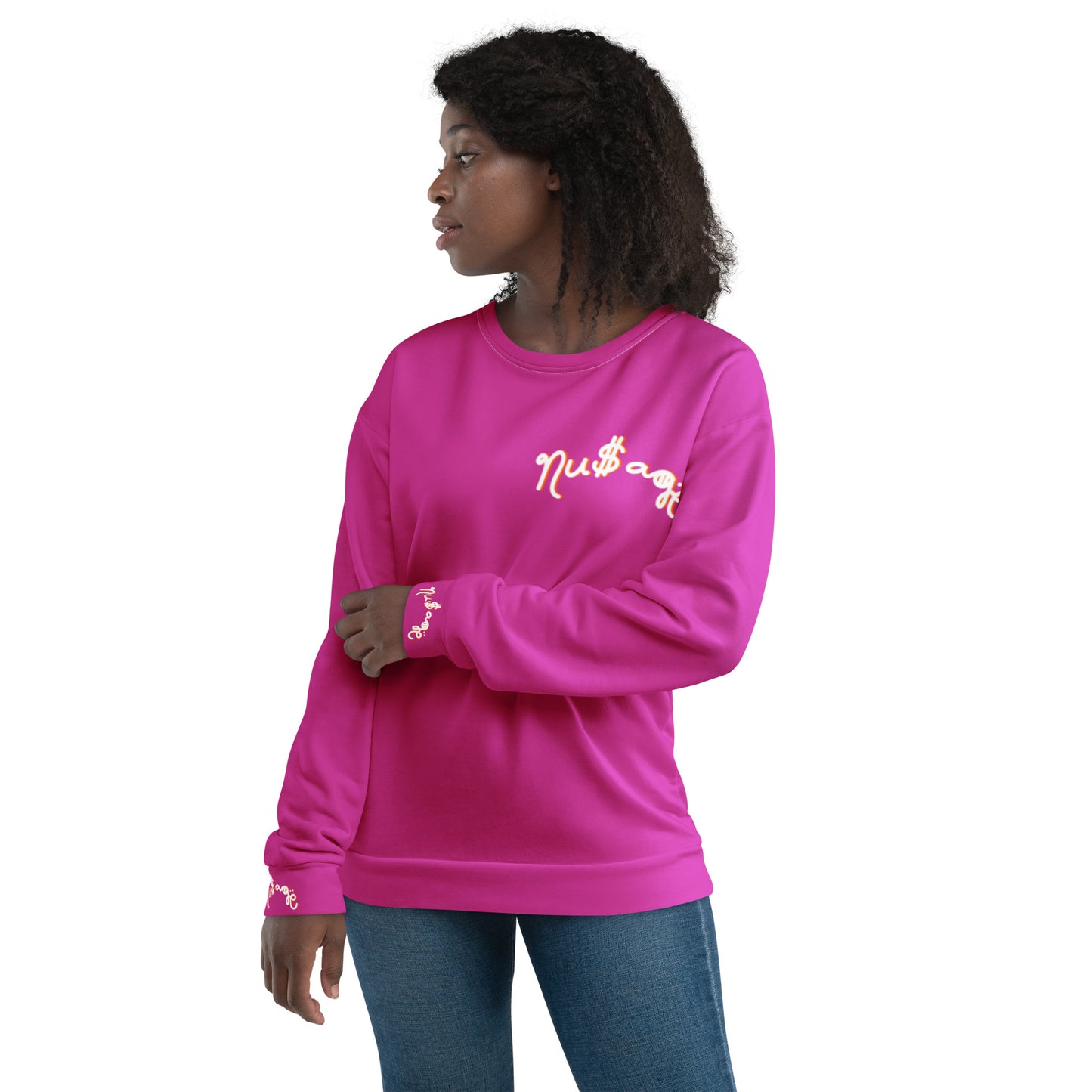 NuSage Pink Awaken on Back Women's Sweatshirt (Dark Pink)