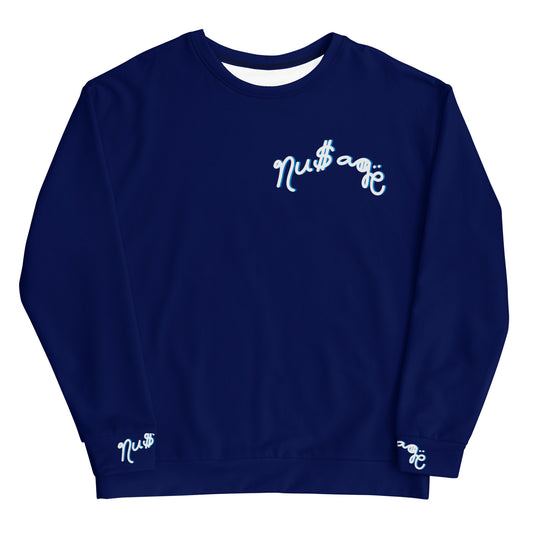 NuSage Blue Wordmark Sweatshirt (Navy Midnight Blue) (Plus Size)