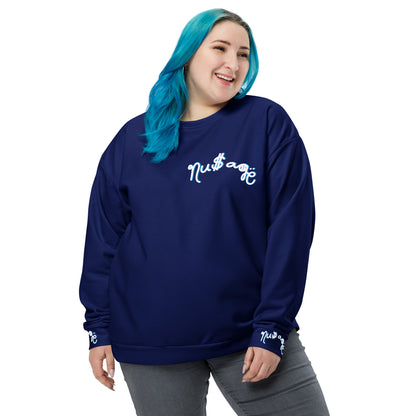 NuSage Blue Wordmark Sweatshirt (Navy Midnight Blue) (Plus Size)