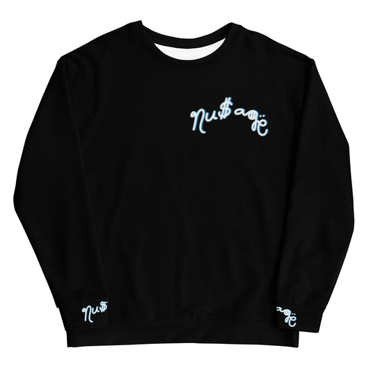 NuSage Blue Awaken on Back Women's Sweatshirt (Black) (Plus)