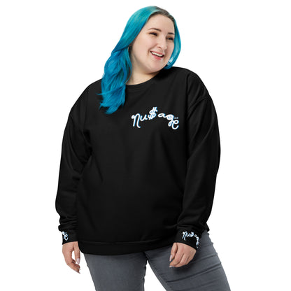 NuSage Blue Awaken on Back Women's Sweatshirt (Black) (Plus)