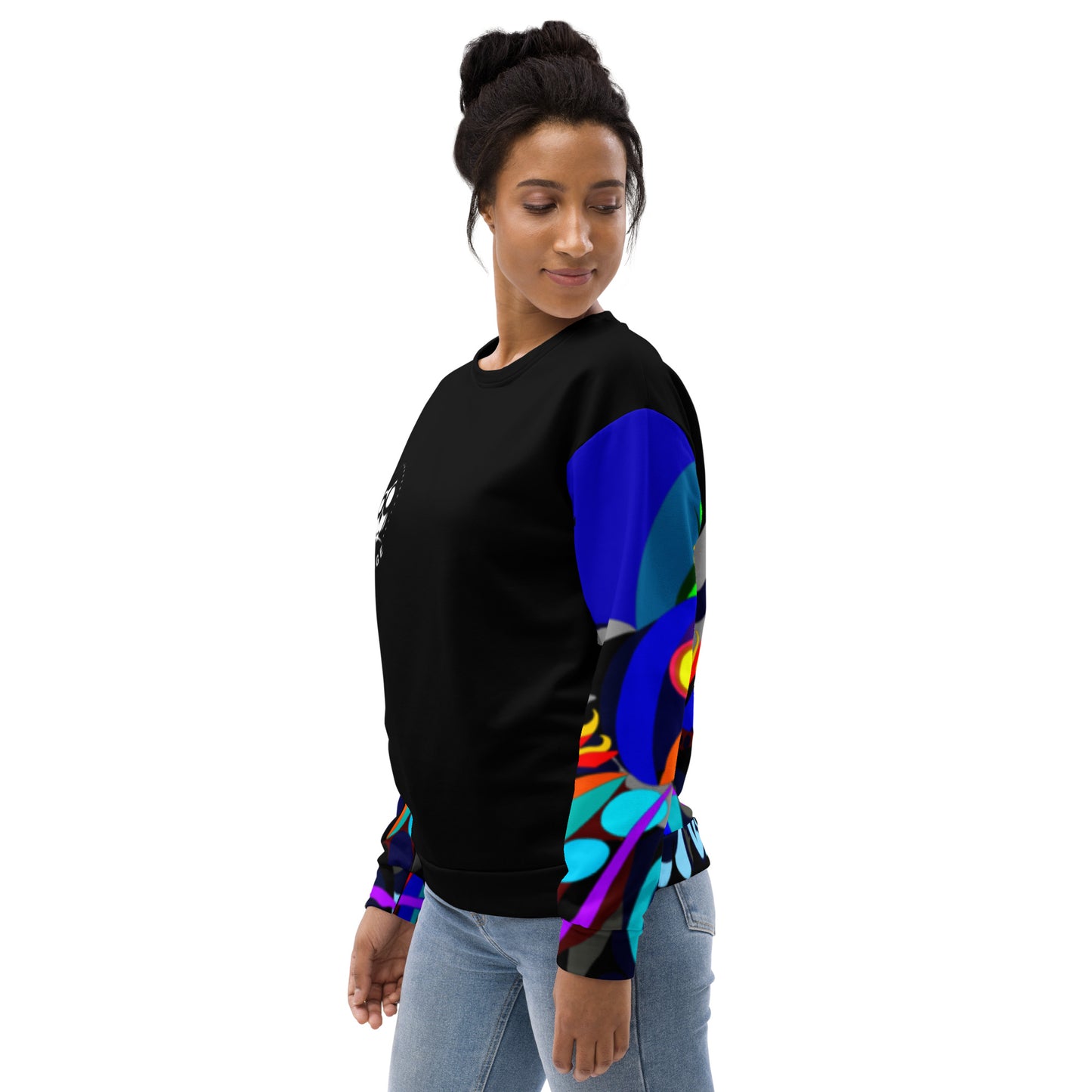 Black & Blue Flaming Arms Women's Sweatshirt Canine on Back with Classic Logo (Women)