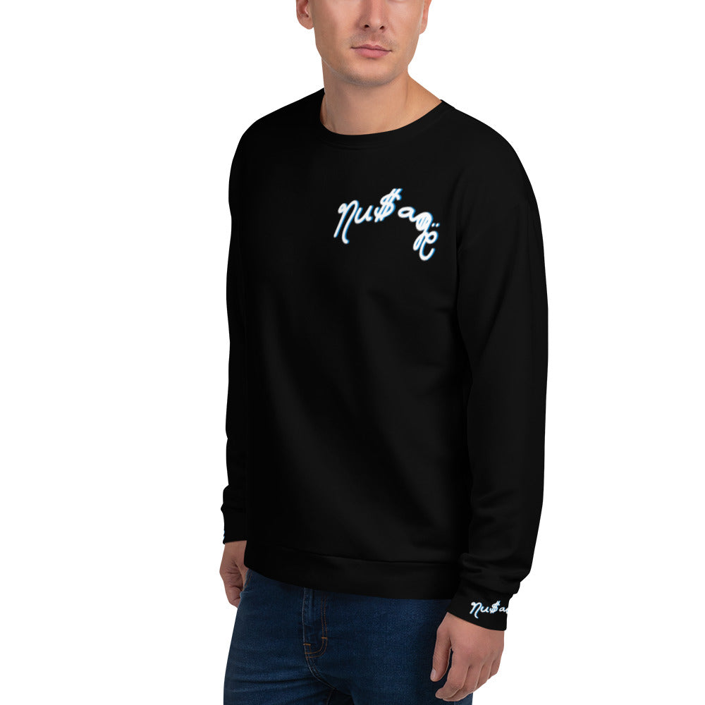 NuSage Blue Awaken on Back Men's Sweatshirt (Black)3