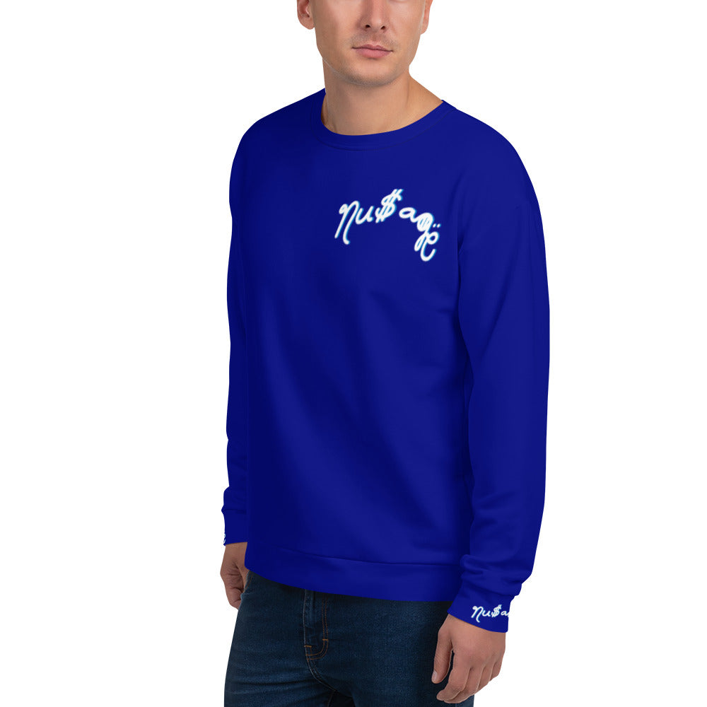 NuSage Blue Awaken on Back Men's Sweatshirt (Egyptian Blue)2