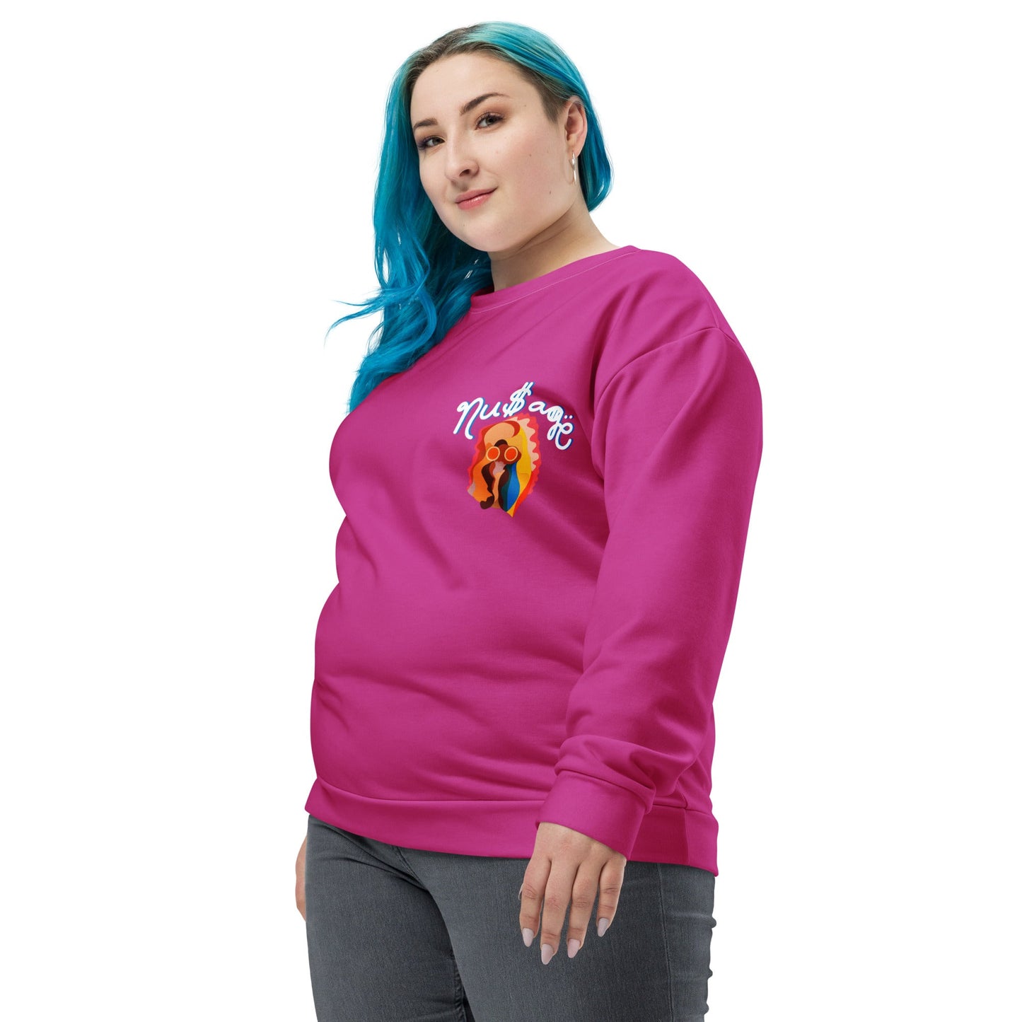 NuSage Awaken Pocket Women's Sweatshirt (Dark Pink) (Plus Size)