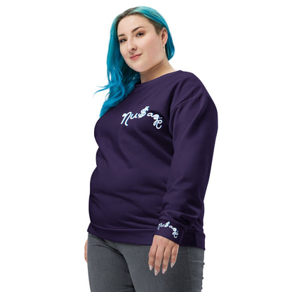 NuSage Blue Awaken on Back Women's Sweatshirt (Purple) (Plus)