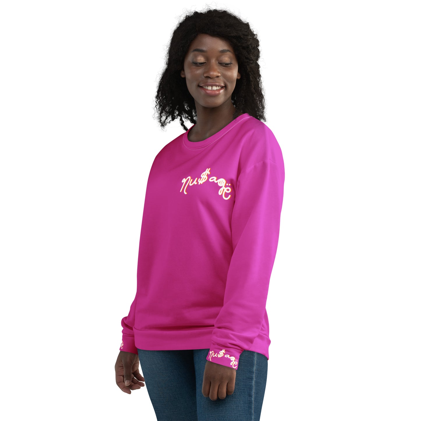 NuSage Pink Awaken on Back Women's Sweatshirt (Dark Pink)