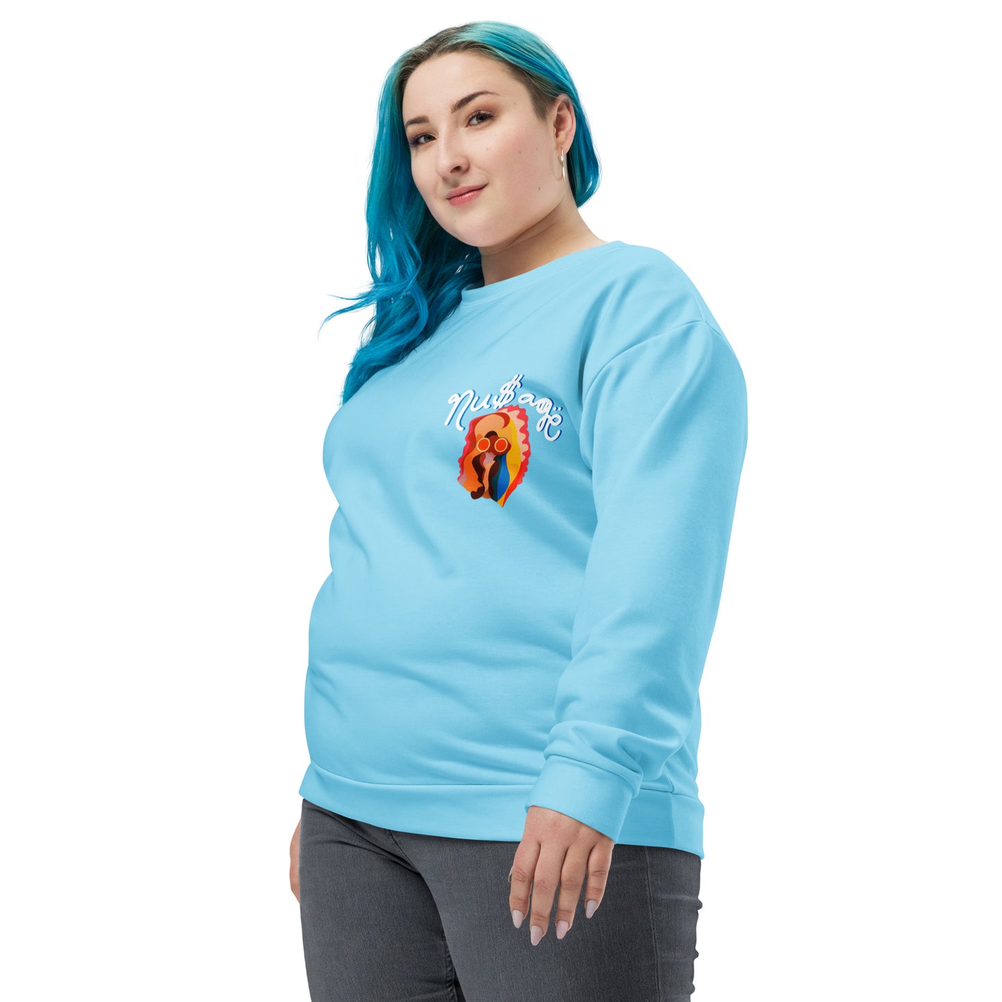 NuSage Awaken Pocket Women's Sweatshirt (Baby Blue) (Plus Size)