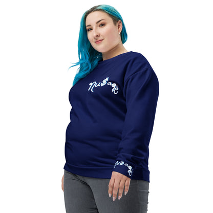 NuSage Blue Wordmark Sweatshirt (Navy Midnight Blue) (Plus Size)