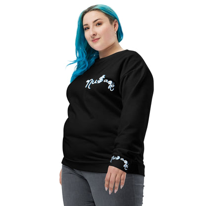 NuSage Blue Awaken on Back Women's Sweatshirt (Black) (Plus)