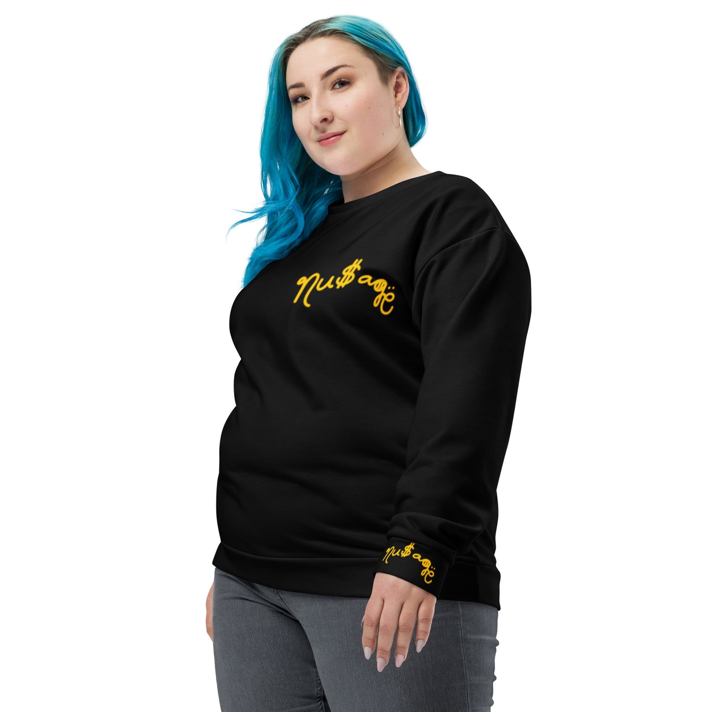 NuSage Gold Awaken on Back Women's Sweatshirt (Black) (Plus Size)