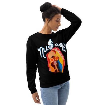 NuSage White with Blue Accent Women's Sweatshirt (Black)