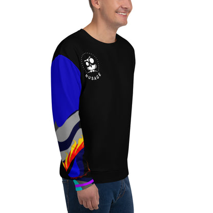 Black & Blue Flaming Arms Sweatshirt with Classic Logo (Men)