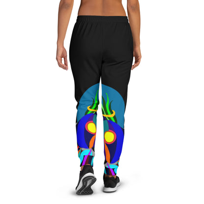 Black Flaming Legs Joggers (Women)