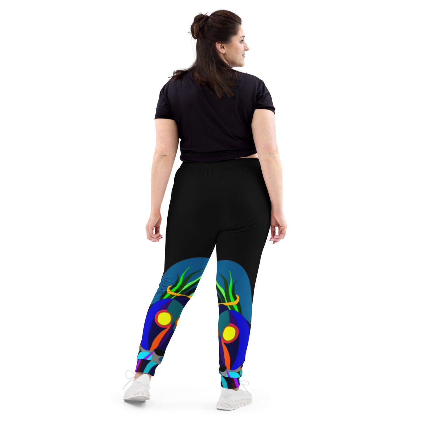 Black Flaming Legs Joggers (Plus Size)