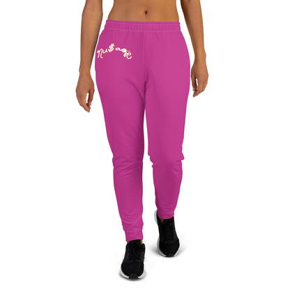 NuSage Blue Logo Women's Joggers (Dark Pink)