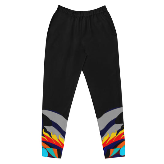 Black Flaming Legs Joggers (Women)