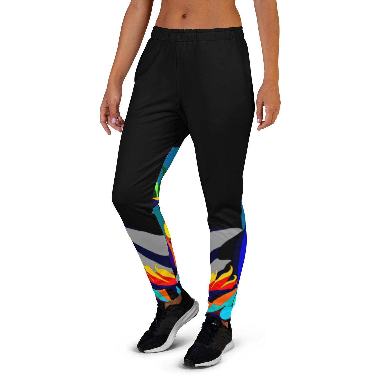 Black Flaming Legs Joggers (Women)