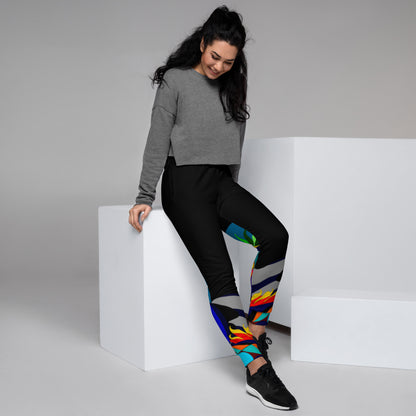 Black Flaming Legs Joggers (Women)