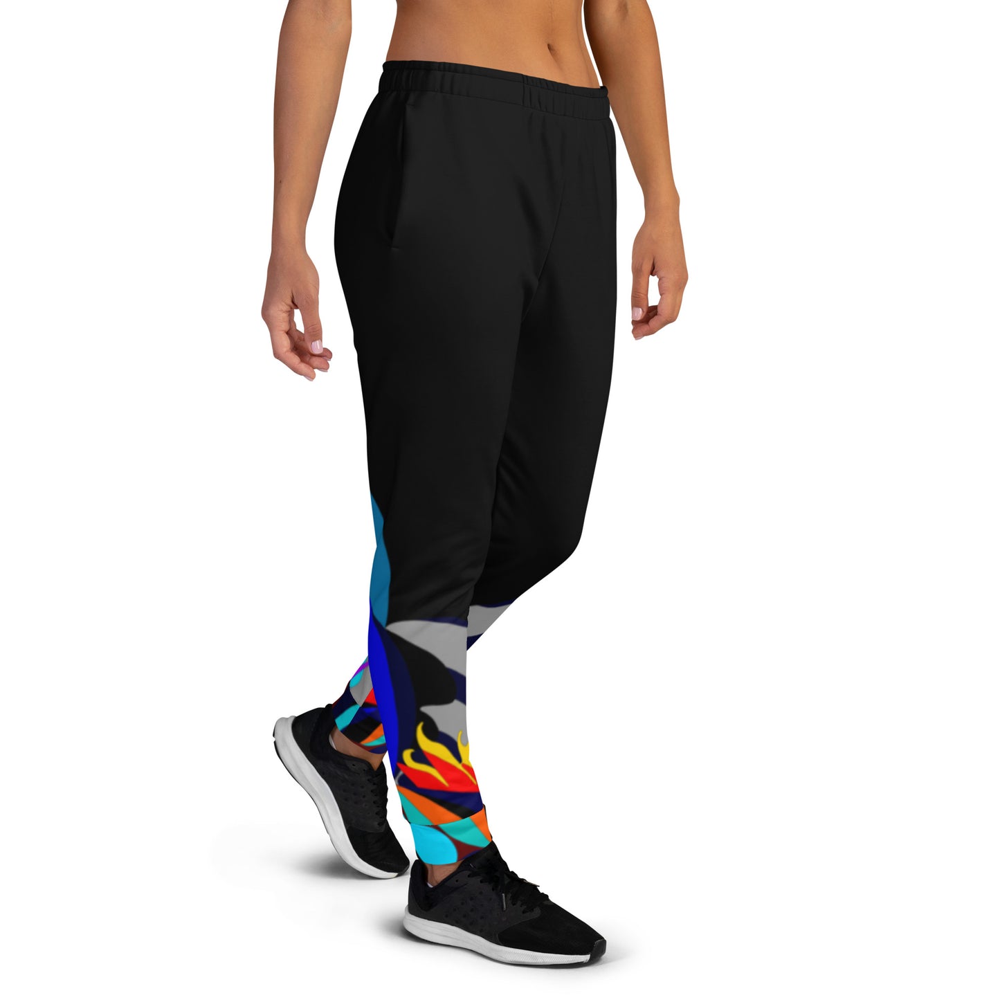 Black Flaming Legs Joggers (Women)