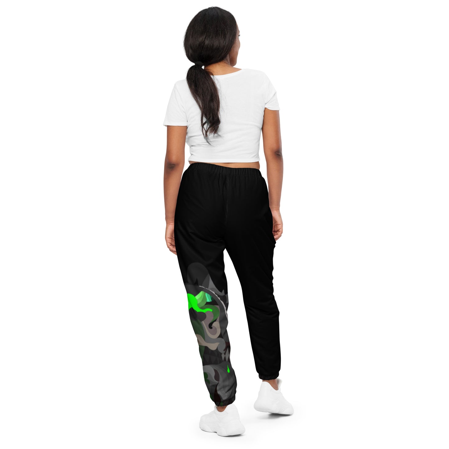 Charcoal Black Pharaoh Neon Green Track Pants (Women's)