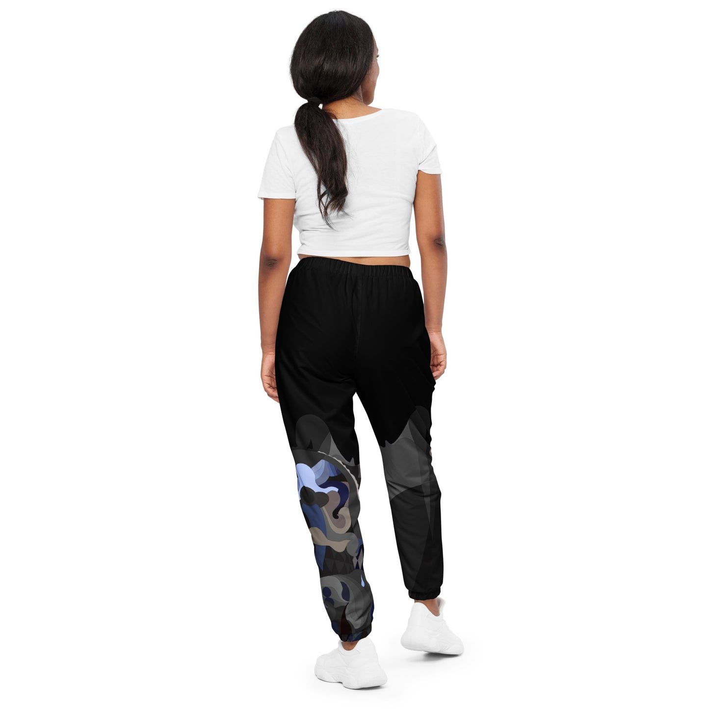 Charcoal Black Pharaoh Powder Blue Track Pants (Women's)