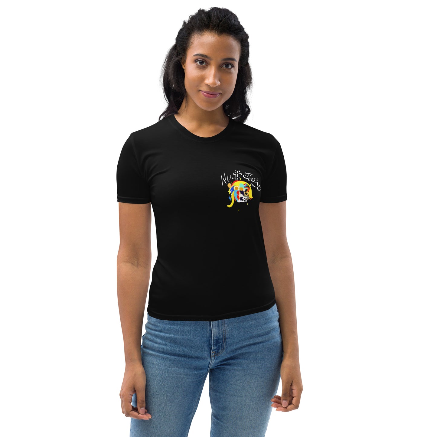 Pharaoh Dual Letter Black with White Accent Women's T-Shirt (Black)