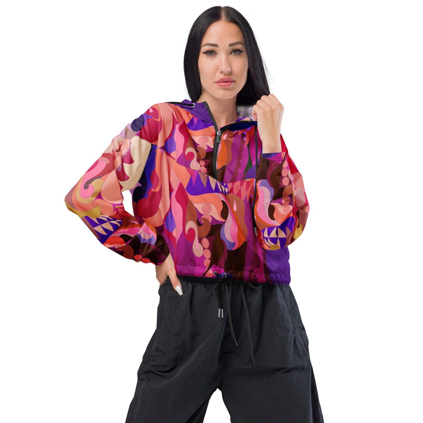 Mauve and Grapes Women’s Cropped Windbreaker