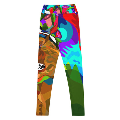 Jungle Eyes in Tulips Yoga Leggings