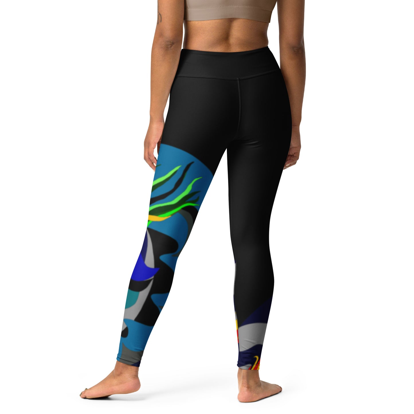 Black "Canine in Maze" Yoga Leggings