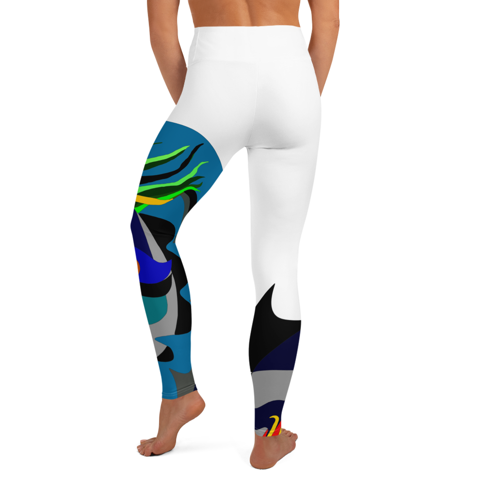 White "Canine in Maze" Yoga Leggings