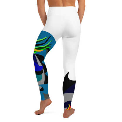 White "Canine in Maze" Yoga Leggings